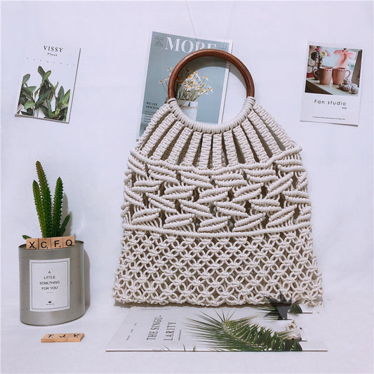 Handmade crochet straw knit woven summer bag for women from the summer collection