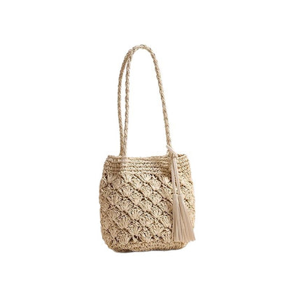 Handmade crochet straw knit woven summer bag for women from the summer collection