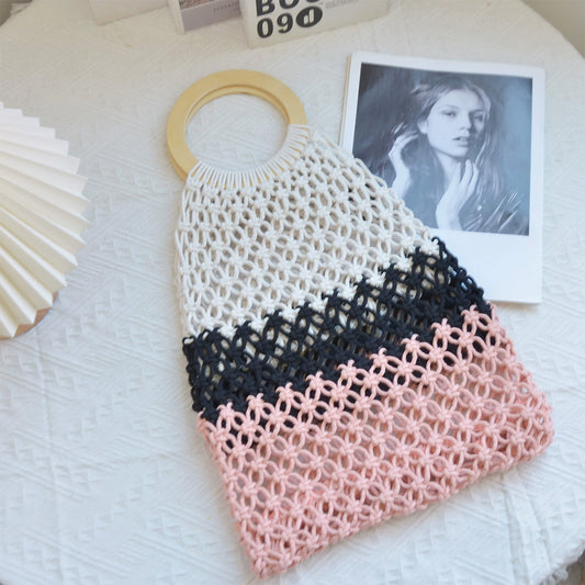 Handmade crochet straw knit woven summer bag for women from the summer collection