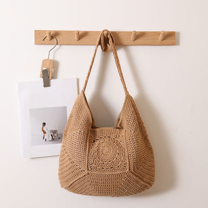 Handmade crochet straw knit woven summer bag for women from the summer collection