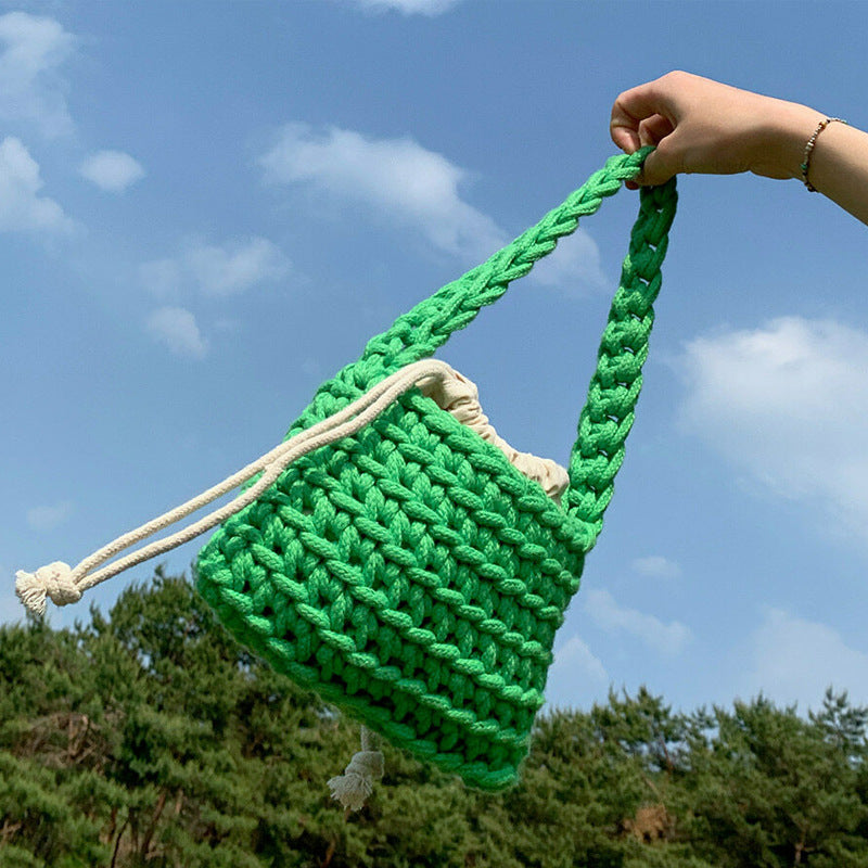 Handmade crochet straw knit woven summer bag for women from the summer collection