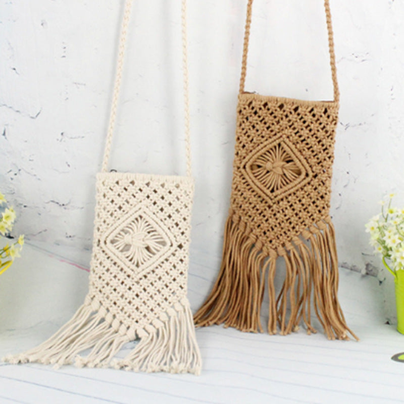 Handmade crochet straw knit woven summer bag for women from the summer collection