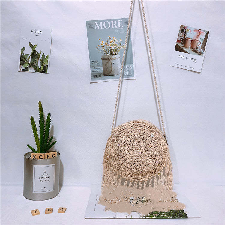 Handmade crochet straw knit woven summer bag for women from the summer collection