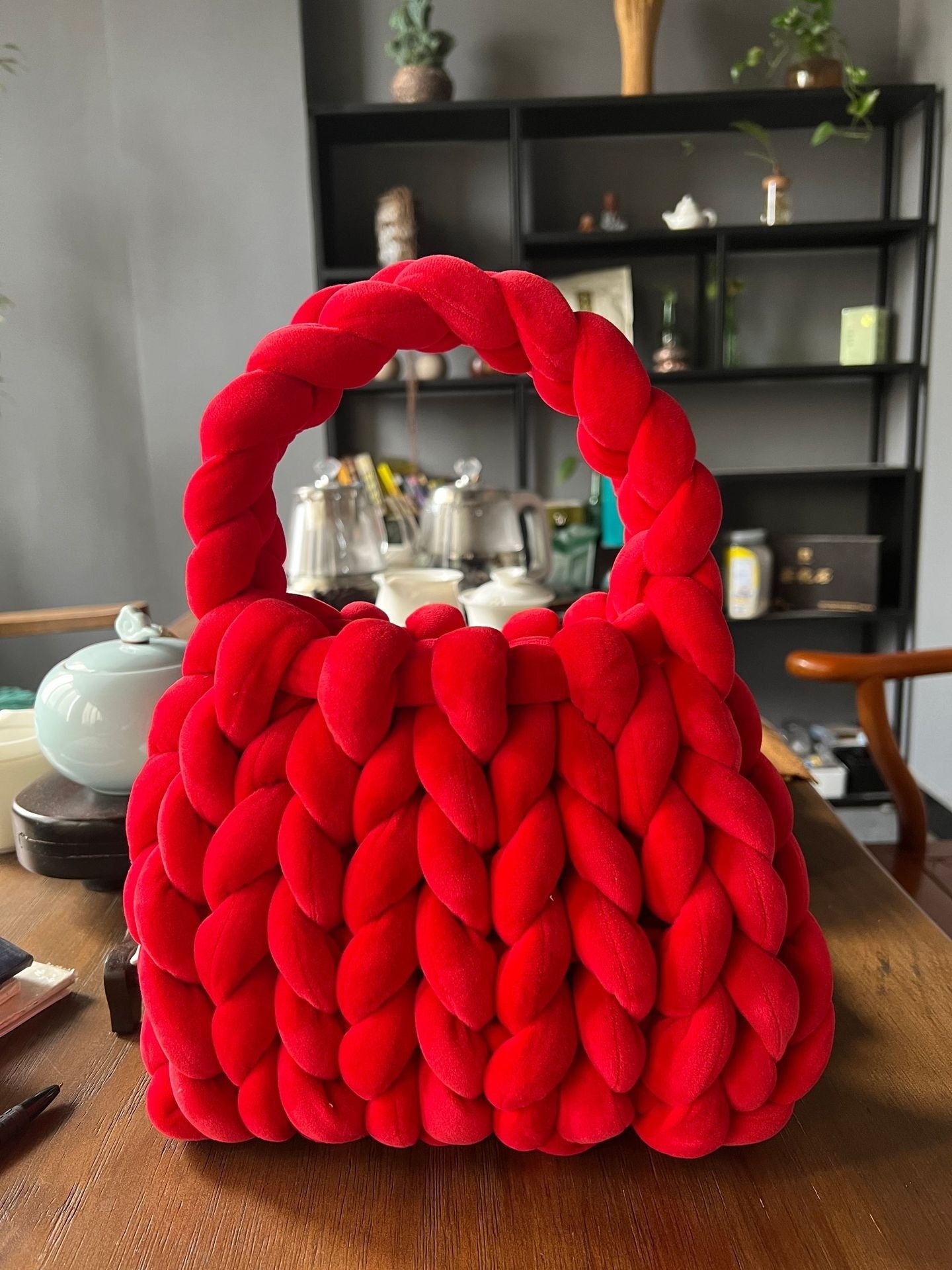 Handmade crochet straw knit woven summer bag for women from the summer collection