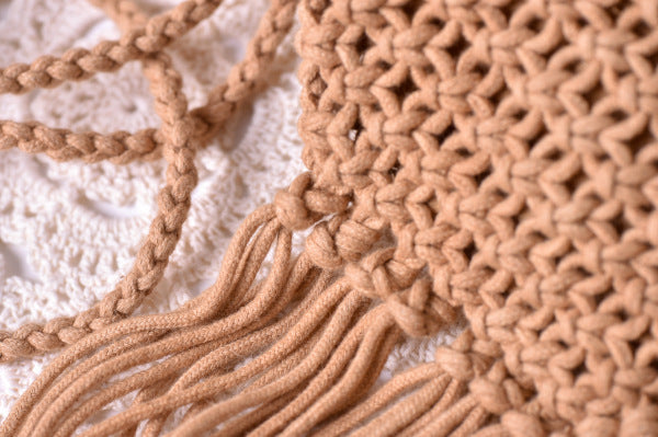 Handmade crochet straw knit woven summer bag for women from the summer collection