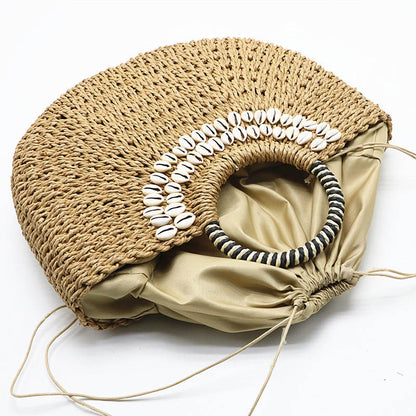 Handmade crochet straw knit woven summer bag for women from the summer collection