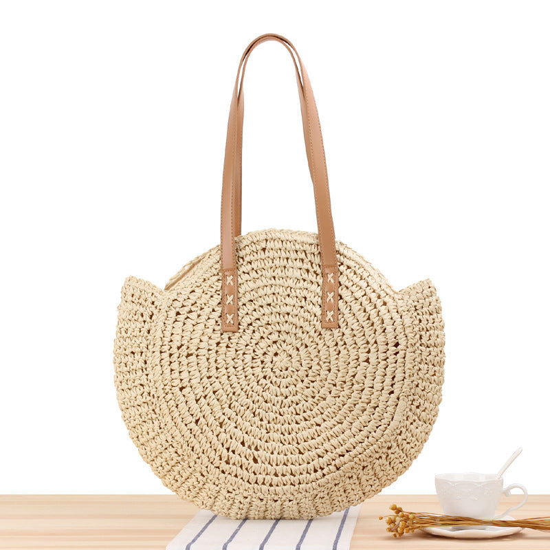 Handmade crochet straw knit woven summer bag for women from the summer collection