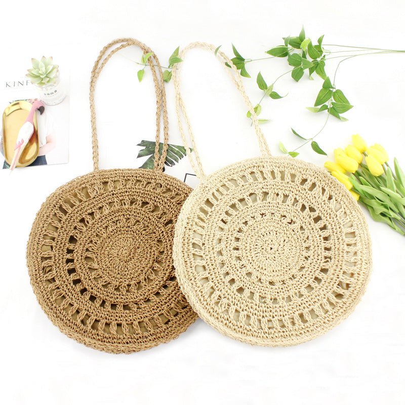 Handmade crochet straw knit woven summer bag for women from the summer collection