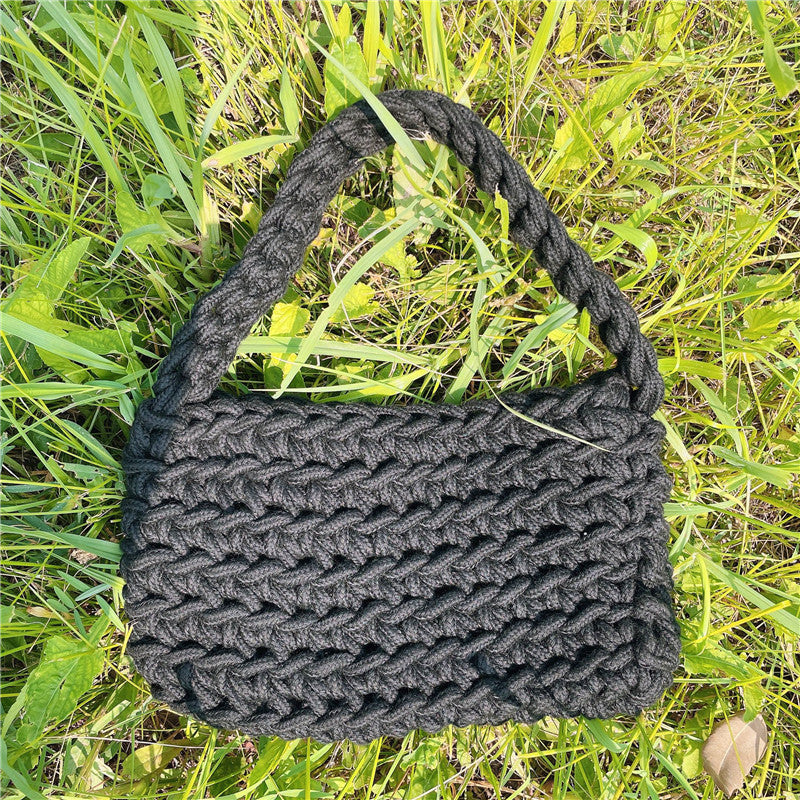 Handmade crochet straw knit woven summer bag for women from the summer collection