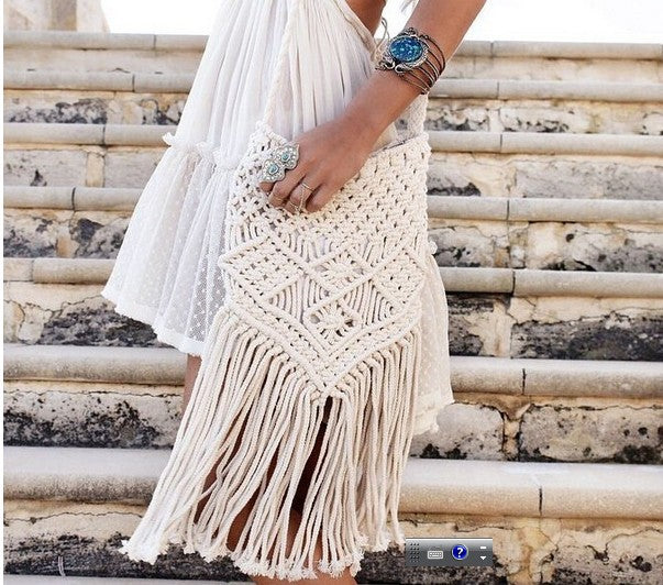Handmade crochet straw knit woven summer bag for women from the summer collection