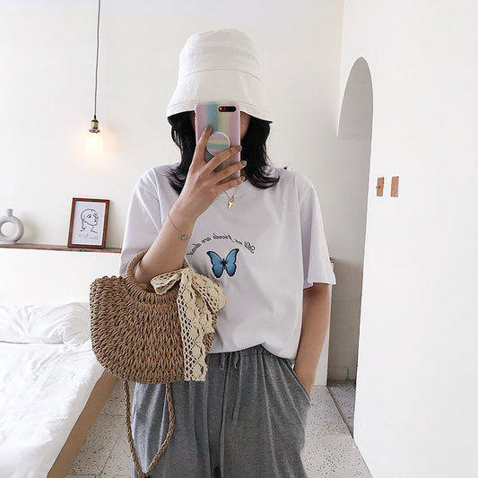 Handmade crochet straw knit woven summer bag for women from the summer collection