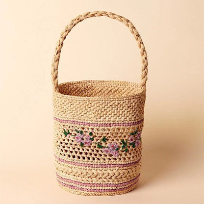 Handmade crochet straw knit woven summer bag for women from the summer collection