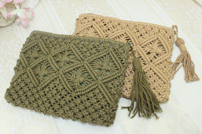 Handmade crochet straw knit woven summer bag for women from the summer collection