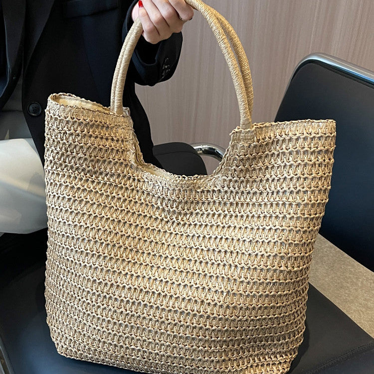 Handmade crochet straw knit woven summer bag for women from the summer collection