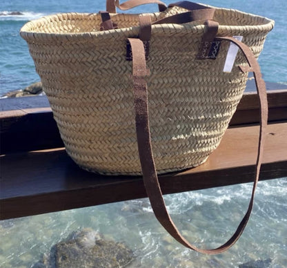 Handmade crochet straw knit woven summer bag for women from the summer collection