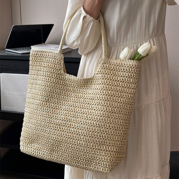 Handmade crochet straw knit woven summer bag for women from the summer collection