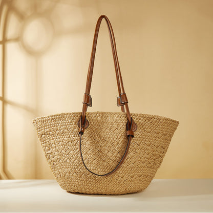 Handmade crochet straw knit woven summer bag for women from the summer collection