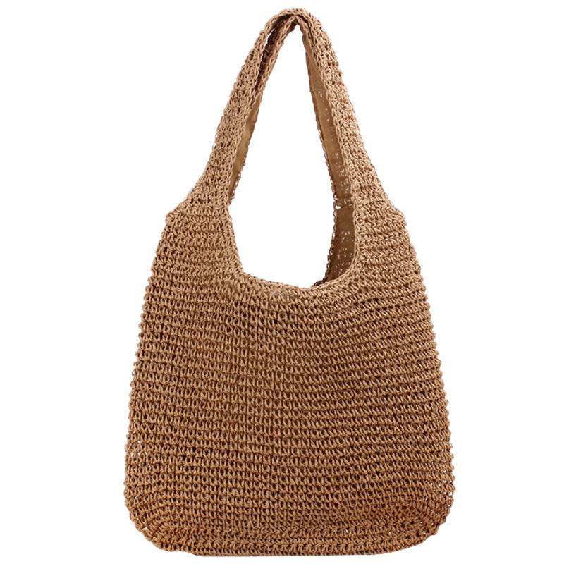 Handmade crochet straw knit woven summer bag for women from the summer collection