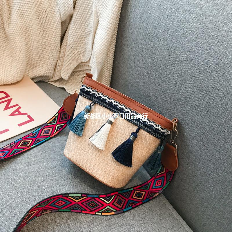 Handmade crochet straw knit woven summer bag for women from the summer collection