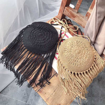 Handmade crochet straw knit woven summer bag for women from the summer collection