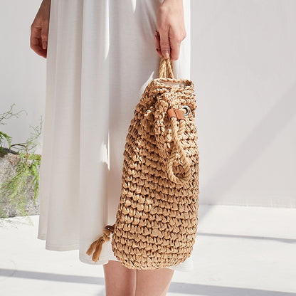 Handmade crochet straw knit woven summer bag for women from the summer collection