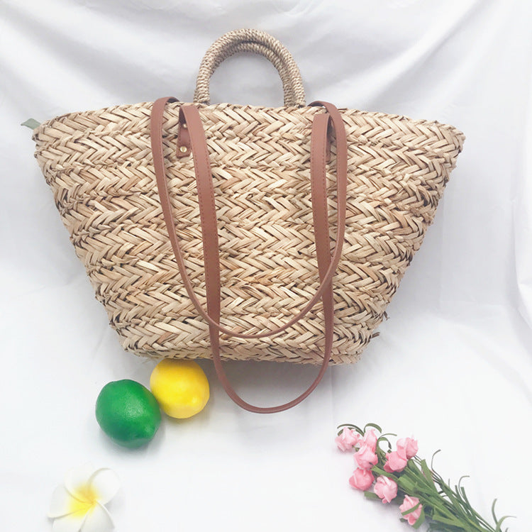 Handmade crochet straw knit woven summer bag for women from the summer collection