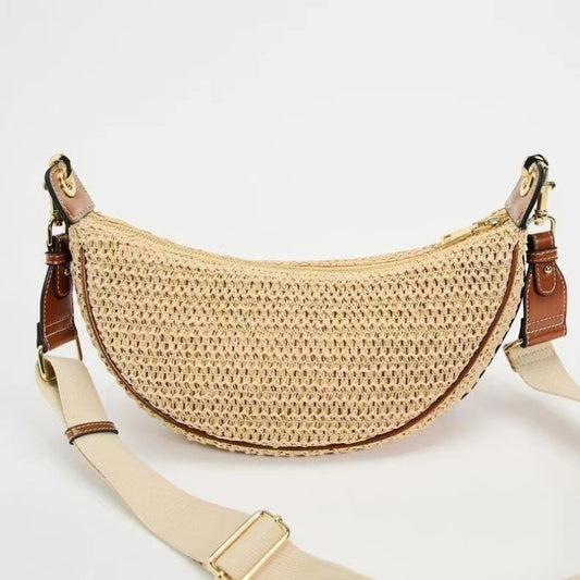 Handmade crochet straw knit woven summer bag for women from the summer collection