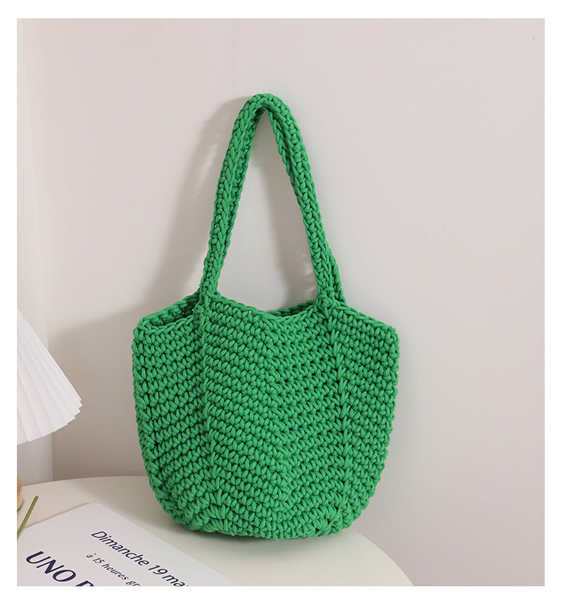 Handmade crochet straw knit woven summer bag for women from the summer collection
