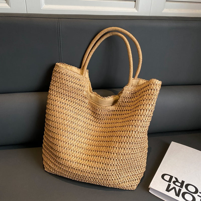 Handmade crochet straw knit woven summer bag for women from the summer collection