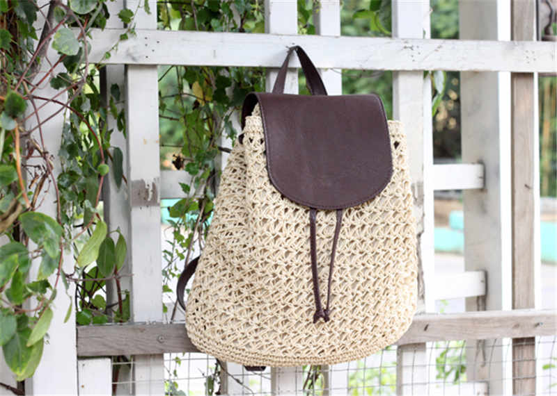 Handmade crochet straw knit woven summer bag for women from the summer collection