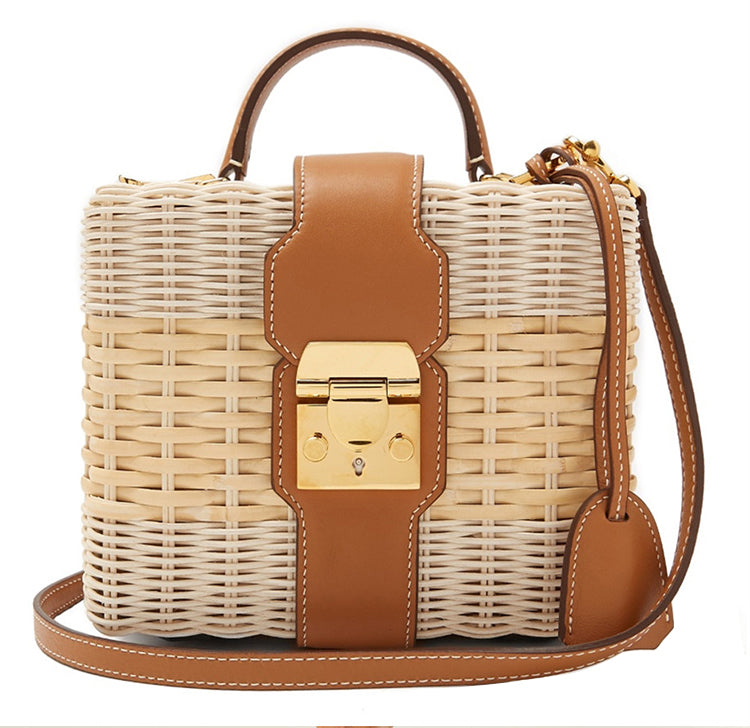 Handmade crochet straw knit woven summer bag for women from the summer collection