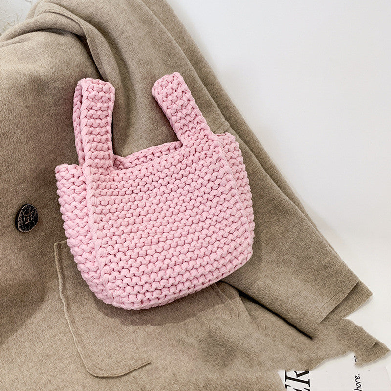 Handmade crochet straw knit woven summer bag for women from the summer collection