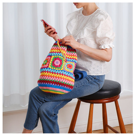 Handmade crochet straw knit woven summer bag for women from the summer collection