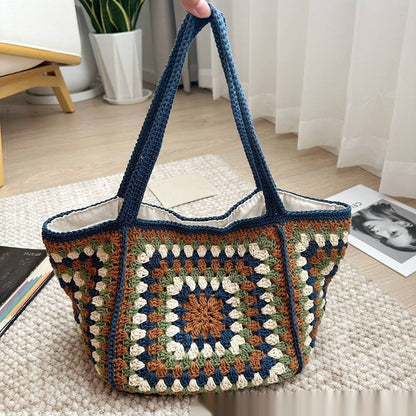 Handmade crochet straw knit woven summer bag for women from the summer collection