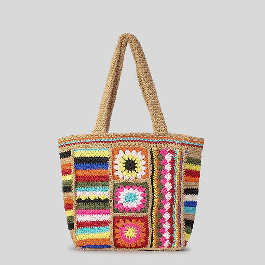 Handmade crochet straw knit woven summer bag for women from the summer collection