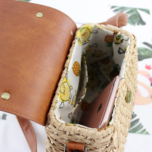 Handmade crochet straw knit woven summer bag for women from the summer collection