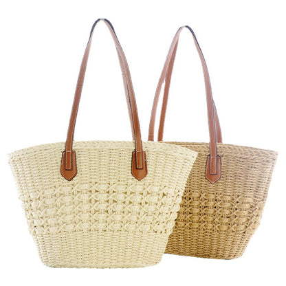 Handmade crochet straw knit woven summer bag for women from the summer collection