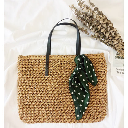 Handmade crochet straw knit woven summer bag for women from the summer collection