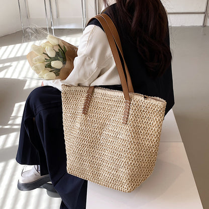 Handmade crochet straw knit woven summer bag for women from the summer collection