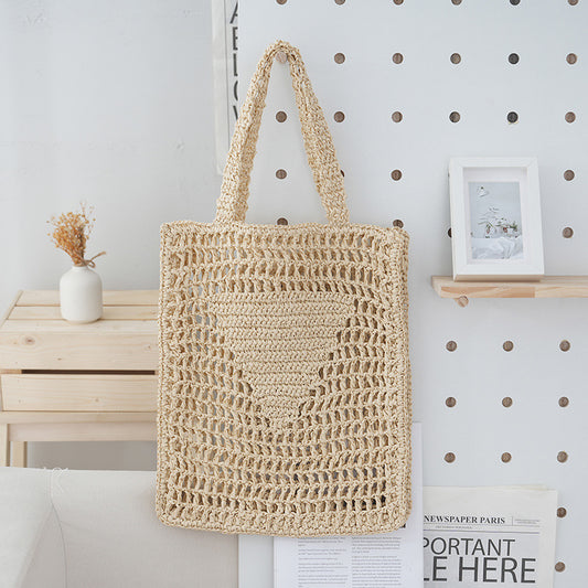 Handmade crochet straw knit woven summer bag for women from the summer collection