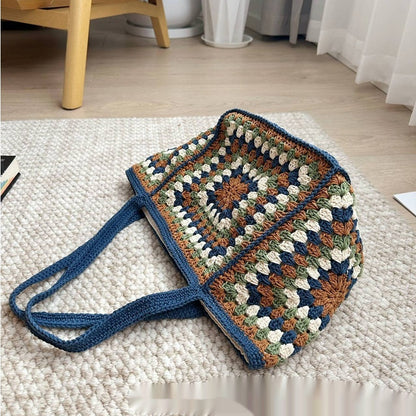 Handmade crochet straw knit woven summer bag for women from the summer collection