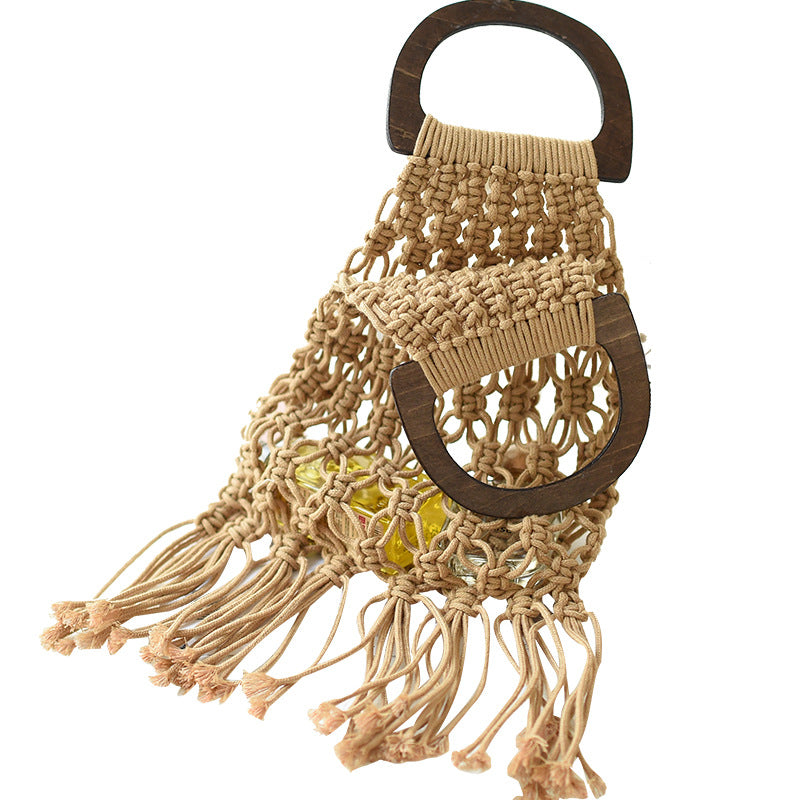 Handmade crochet straw knit woven summer bag for women from the summer collection