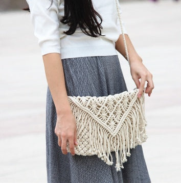 Handmade crochet straw knit woven summer bag for women from the summer collection