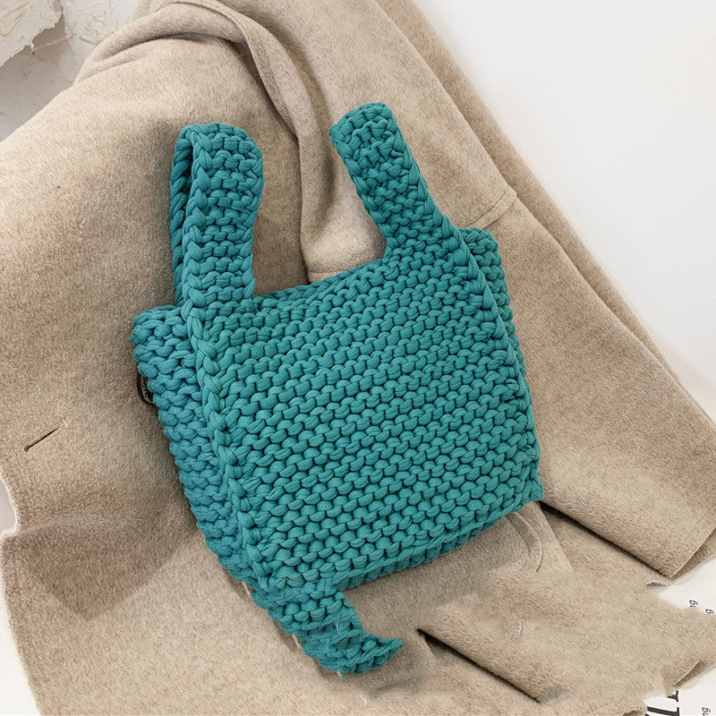 Handmade crochet straw knit woven summer bag for women from the summer collection