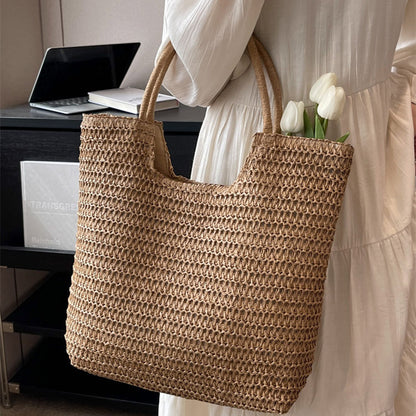 Handmade crochet straw knit woven summer bag for women from the summer collection