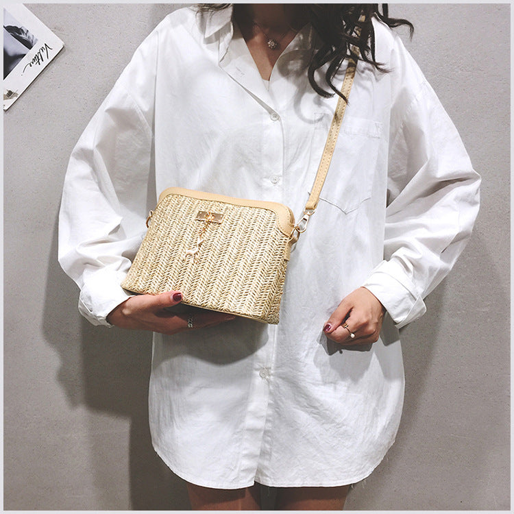 Handmade crochet straw knit woven summer bag for women from the summer collection
