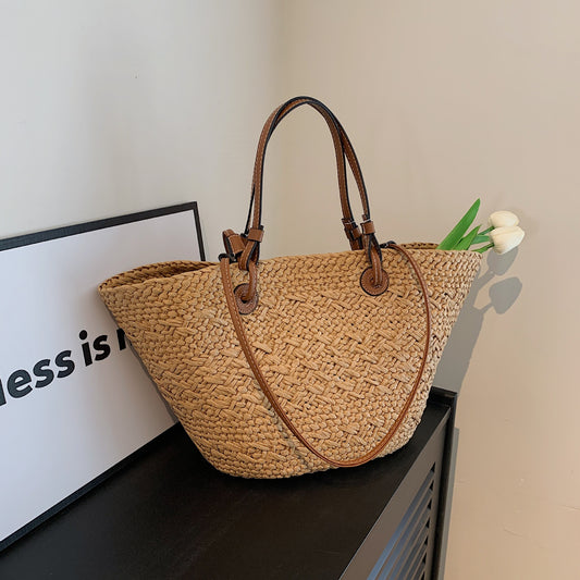 Handmade crochet straw knit woven summer bag for women from the summer collection