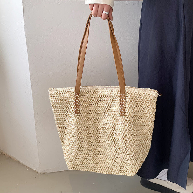 Handmade crochet straw knit woven summer bag for women from the summer collection