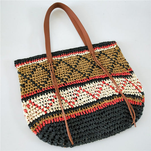 Handmade crochet straw knit woven summer bag for women from the summer collection