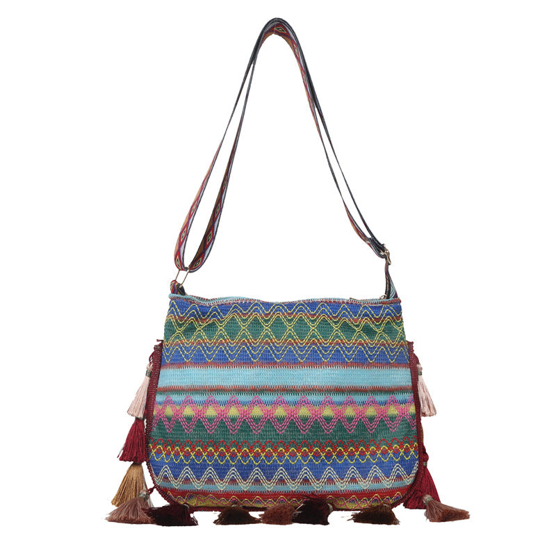 Handmade crochet straw knit woven summer bag for women from the summer collection